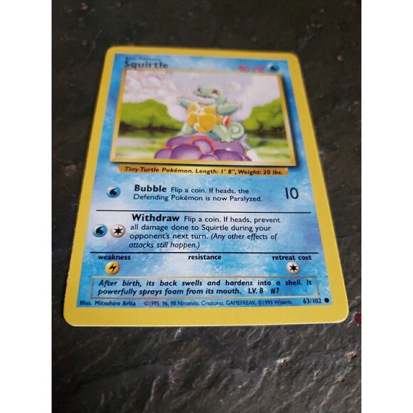 POKEMON Squirtle 63/102 Base Set Common Non-Holo 1999 Trading Card - Picture 2 of 4